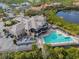 Aerial view of community pool and clubhouse at 9818 Discovery Ter, Bradenton, FL 34212