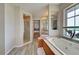 Bathroom with soaking tub, walk-in shower and double vanity at 1051 Truman St, Nokomis, FL 34275