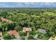 Aerial view of a residential area with lush landscaping and lake views at 11432 Savannah Lakes Dr, Parrish, FL 34219