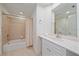 Clean bathroom with a tub, shower, and vanity at 1771 Ringling Blvd Blvd # 1009, Sarasota, FL 34236