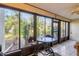 Bright Florida room with a table and chairs, offering a view of the lush backyard at 277 Sherwood Dr # 277D, Bradenton, FL 34210