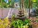 Tiered water fountain nestled in a lush tropical garden at 5140 Windward Ave, Sarasota, FL 34242