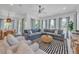 Open living space with sectional sofa and coastal decor at 518 Spring Ave, Anna Maria, FL 34216