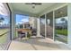 Screened porch with backyard view and sliding glass doors at 5755 Woodland Sage Dr, Sarasota, FL 34238