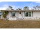 Front view of a white single story home with landscaping and a walkway at 8142 Coco Solo Ave, North Port, FL 34287