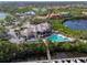 Aerial view of community pool and marina at 10309 Riverbank Ter, Bradenton, FL 34212