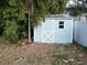 Light blue shed with white trim in backyard at 210 Briggs Ct, Sarasota, FL 34237