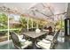 Relaxing screened porch with dining table and seating at 2885 Arrowhead Rd, Venice, FL 34293