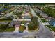 An aerial view of a house with a fenced backyard in a quiet neighborhood at 363 64Th Avenue E Cir, Bradenton, FL 34203