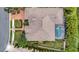 Top-down view of house with pool and landscaped backyard at 3843 E 59 Avenue Cir, Ellenton, FL 34222