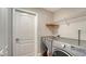 Laundry room with washer, dryer, and shelving at 5687 Milton Ave, Sarasota, FL 34243