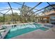 Relaxing screened pool area with a spa and fire pit at 6919 Winners Cir, Lakewood Ranch, FL 34202