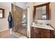 Walk-in shower with glass enclosure and built-in seat at 16 Tidy Island Blvd # 16, Bradenton, FL 34210