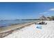 Beach access with tiki hut, picnic table, and ocean views at 3640 41St S Ln # F, St Petersburg, FL 33711