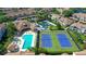 Aerial view of community pool and tennis courts at 4250 Players Pl # 2625, Sarasota, FL 34238