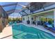 Inviting swimming pool with screened enclosure and comfortable lounge area at 5204 Title Row Dr, Bradenton, FL 34210