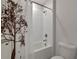 Clean bathroom with shower/tub combo and tree-themed shower curtain at 5216 Adega Way, Bradenton, FL 34211