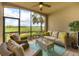 Cozy screened-in patio with wicker furniture and golf course view at 5517 Palmer Cir # 101, Bradenton, FL 34211