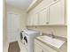 Laundry room with washer, dryer, cabinets, and a sink at 307 Compass Point Dr # 101, Bradenton, FL 34209