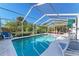 Inviting screened pool with a spa and lounge chairs at 1220 De Narvaez Ave, Bradenton, FL 34209