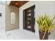 Stylish dark brown modern front door with glass panels and a sleek design at 2138 Floyd St, Sarasota, FL 34239