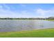 A tranquil view of a lakefront property featuring well-maintained lawns, a lake, and several homes at 328 Aria Dr, Nokomis, FL 34275