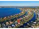 Aerial view showcasing home's waterfront location and neighborhood at 3832 5Th Ne Ave, Bradenton, FL 34208