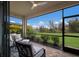 Relaxing screened porch overlooking a lush green backyard at 6527 Clairborne Ln, Bradenton, FL 34211