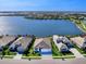 Aerial view of houses near a lake, showcasing a desirable community at 7917 Mainsail Ln, Sarasota, FL 34240