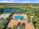 Aerial view of community pool and surrounding area at 9109 Winter Harbour Way, Bradenton, FL 34212