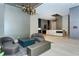 Modern lobby with unique lighting, stylish seating, and an elegant marble reception desk at 111 S Pineapple Ave # 708, Sarasota, FL 34236