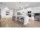 Modern kitchen with white cabinets, island, and stainless steel appliances at 4814 Sparkling Sea Ln, Lakewood Ranch, FL 34211
