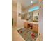 Elegant bathroom with dual sinks, vanity, and a walk-in shower at 636 Lakescene Drive Dr, Venice, FL 34293