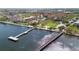 Aerial view of waterfront area with pier and walking paths at 204 3Rd W St # 203, Bradenton, FL 34205