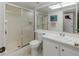 Clean bathroom with shower, toilet and vanity at 425 30Th W Ave # C206, Bradenton, FL 34205