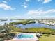 Stunning pool view with waterway and lush landscape at 4534 Fern Dr, Bradenton, FL 34208