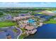 Aerial view of community amenities and lake at 6739 Haverhill Ct, Lakewood Ranch, FL 34202