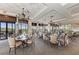 Elegant community dining room with chandeliers and water views at 9711 Sea Turtle Ter # 102, Bradenton, FL 34212