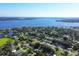 Wide aerial view of neighborhood by the bay at 104 24Th Ne St, Bradenton, FL 34208