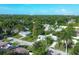 High-angle view of a suburban neighborhood featuring tree-lined streets and houses at 104 24Th Ne St, Bradenton, FL 34208