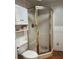 Bathroom with a corner shower and updated vanity at 1111 42Nd E Ave, Ellenton, FL 34222