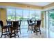 Common area with tables and chairs overlooking the pool at 1111 N Gulfstream Ave # 4E, Sarasota, FL 34236