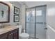 Clean bathroom with shower and granite countertop at 1330 Glen Oaks E Dr # 268D, Sarasota, FL 34232
