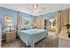 Main bedroom with light blue walls and access to a private balcony at 3544 Lake Bayshore Dr # K123, Bradenton, FL 34205