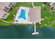 An aerial view of a condo community pool, deck, and dock at 3544 Lake Bayshore Dr # K123, Bradenton, FL 34205