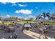 Outdoor patio with string lights and comfortable seating at 5023 Tobermory Way, Bradenton, FL 34211