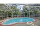 Enclosed pool area with brick deck and tropical landscaping at 2264 Floyd St, Sarasota, FL 34239