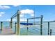 Private dock with a boat lift for convenient boating access at 635 Key Royale Dr, Holmes Beach, FL 34217