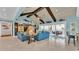 Living room with water view and comfortable seating at 635 Key Royale Dr, Holmes Beach, FL 34217