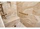 Walk-in shower with built-in seat and grab bar at 7363 Silver Fern Blvd # 80, Sarasota, FL 34241